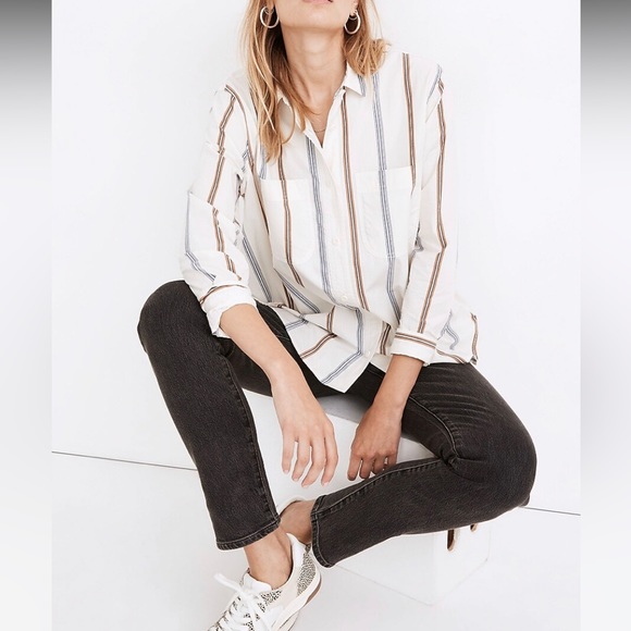 Madewell Tops - Madewell Oversized Ex-Boyfriend Swing Shirt in Roeser Stripe Size Medium